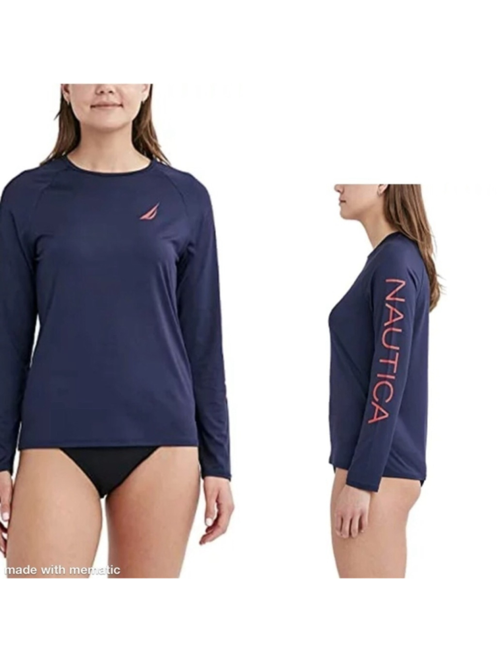 Nautica womens navy blue rash guard size s